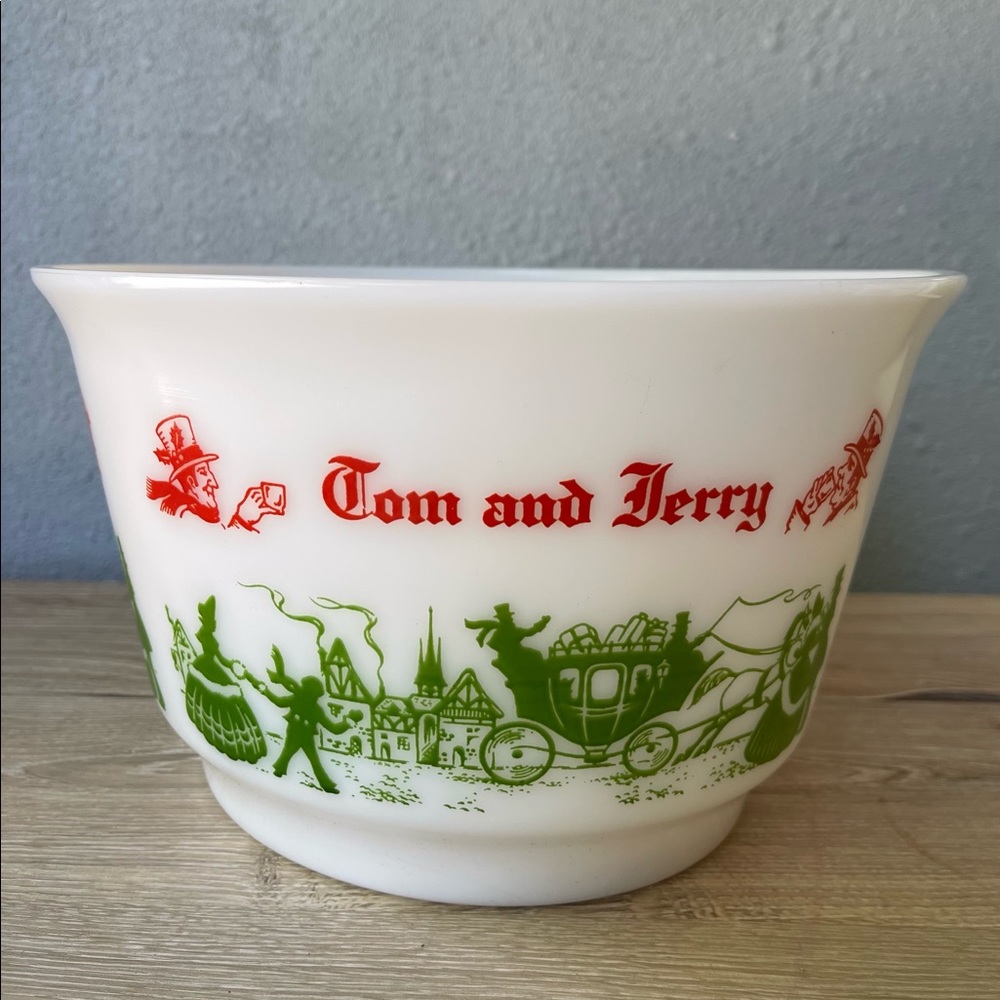 Vintage milk glass Tom and Jerry punch bowl